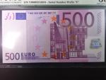 500 Euro 2002 s.Y, Řecko, podpis Willema F. Duisenberga, R005 tiskárna Bundesdruckerei, Německo, PMG 65