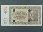 20 Ks 15.9.1939 , serie Bc 4, perf. SPECIMEN + 4x otvor