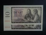 10 Kčs 1960 série S 54, dva kusy s čísly po sobě