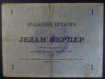 1 Perper 1914 Montenegro, vojenské vydání, nečitelné razítko
