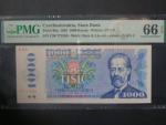 1000 Kčs 1985 série C 90, sériové čísla dál od sebe, poslední série, PMG 66