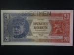 20 Kč 1926 série Qf, perf. SPECIMEN z líce