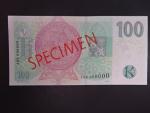 100 Kč 2018 série J 00 000000 anulát s červeným přetiskem SPECIMEN, vzácný