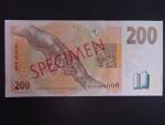 200 Kč 2018 série H 00 000000 anulát s červeným přetiskem SPECIMEN, vzácný