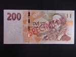 200 Kč 2018 série H 00 000000 anulát s červeným přetiskem SPECIMEN, vzácný