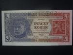 20 Kč 1926 série Chf, perf. SPECIMEN z rubu