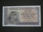 50 Kč 1945, anulát v jiném barevném provedení, oboustranná