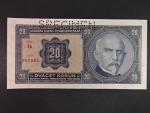 20 Kč 1926 série Jg, perf. SPECIMEN z rubu