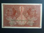 20 Kč 1919 série P 085, nepatrně ohlý rožek jinak N