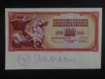100 Dinara 1978 schvalovací tisk s okrajem, raz. + podpis, BNB. B412d, Pi. 90a