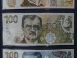 sada 6 kusů pamětní 100 Kč 2019, 2022 a 2026, 3x vydané s 2x svisle perf. SPECIMEN a 3x nevydané s přítiskem nebo hologramem, náklad 500 ks