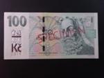 100 Kč 2019 s. M 18 s přítiskem ČNB 100 LET Kč 1919 - 2019 s červeným přetiskem SPECIMEN, Ba. CZ 29, náklad 3000 ks k propagačním účelům ČNB