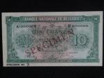 10 Francs/2 Belgas 1943, SPECIMEN anulát, BNB. B570as2, Pi. 122
