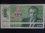100 Kčs 1989 série A 30, dvě čísla po sobě