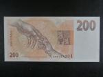 200 Kč 1993 série A 08 proužek Kčs, bílý papír