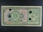 100 Kč 1920 série D, perf. SPECIMEN + 4x skartační otvor