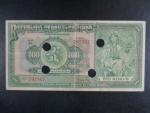 100 Kč 1920 série Aa, perf. SPECIMEN + 4x skartační otvor