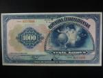 1000 Kč 1932 série A, bankovní vzor se svislou perf. SPECIMEN +  otvor