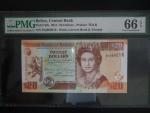 BELIZE, 20 Dollars 2014 - PMG 66, BNB. B327e, Pi. 69e