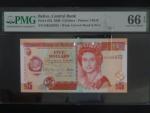 BELIZE, 5 Dollars 2009 - PMG 66, BNB. B325d, Pi. 67d