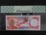 KAJMANSKÉ OSTROVY, 10 Dollars 1991 SPECIMEN - PCGS 66, BNB. B113as1, Pi. 13