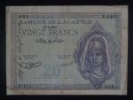 ALŽÍR, 20 Francs 27-4-1943, podpis vrchního praporčíka, BNB. B135a, Pi. 92