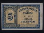 MAROKO, 5 Francs 1943, BNB. B218a, Pi. 24