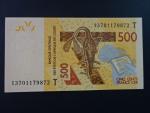 ZÁPADNÍ AFRIKA, TOGO, 500 Francs 2013 T, BNB. B120Tb, Pi. 819Tb