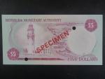 BERMUDY, 5 Dollars 1978 SPECIMEN + perf., BNB. B202as2, Pi. 29s