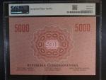 5000 Kč 1919 Novotisk s přetiskem Specimen - PMG 67, série 1, č. 47
