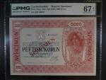 5000 Kč 1919 Novotisk s přetiskem Specimen - PMG 67, série 2, č. 47