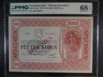 5000 Kč 1919 Novotisk s přetiskem Specimen - PMG 68, série 3, č. 47