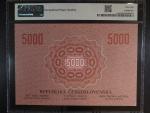 5000 Kč 1919 Novotisk s přetiskem Specimen - PMG 68, série 3, č. 47