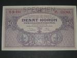 10 Kčs 2.1.1927 série B, perf. SPECIMEN