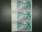 200 Sk 1.8.1995 s. A, nerozstřižené 3ks, Ba. SK 12, Pi. 26