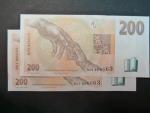 200 Kč 1998 s. D - dvojice bankovek se stejným číslem, ale jinou sérií
