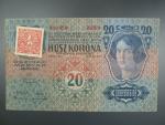 20 K 2.1.1913, Kolkovaná, I. vydání, padělaný stříhaný kolek