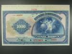 1000 Kč 15.4.1919, serie E anulát, přetisk SPECIMEN, číslovač 6-nul, neoříznutý horní okraj
