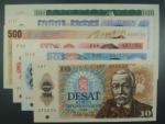 sada 10, 20, 50, 100, 500, 1000 Kčs 1985 - 89 perforované SPECIMEN