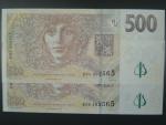 500 Kč 2009 s. E - dvojice bankovek se stejným číslem, ale jinou sérií