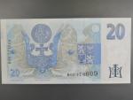 20 Kč 1994 s. B 09 proužek vlevo, Baj. CZ 10b, Pi. 10b