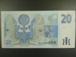 20 Kč 1994 s. B 12 proužek vlevo, Baj. CZ 10b, Pi. 10b