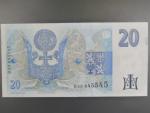 20 Kč 1994 s. B 33 proužek vlevo, Baj. CZ 10b, Pi. 10b