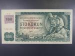 100 Kč 1961 s. X 44 (malá průsvitka) II.vydání, kolek, Baj. CZ 1e, Pi. 1