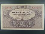 10 Kčs 2.1.1927 série N 179, perf. SPECIMEN