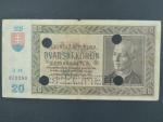 20 Ks 15.9.1939 serie Ij 18, perf. SPECIMEN + 4x skartační otvor