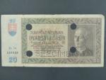 20 Ks 15.9.1939 serie Rs 34, perf. SPECIMEN + 4x skartační otvor