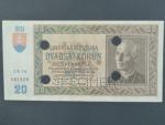 20 Ks 15.9.1939 serie Gh 14, perf. SPECIMEN + 4x skartační otvor