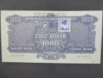 1000 K 1944 kolkovaná série TA, perf. SPECIMEN
