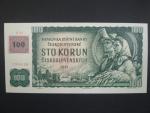 100 Kč 1961 s. X 55 (malá průsvitka) II.vydání, kolek, Baj. CZ 1e, Pi. 1 